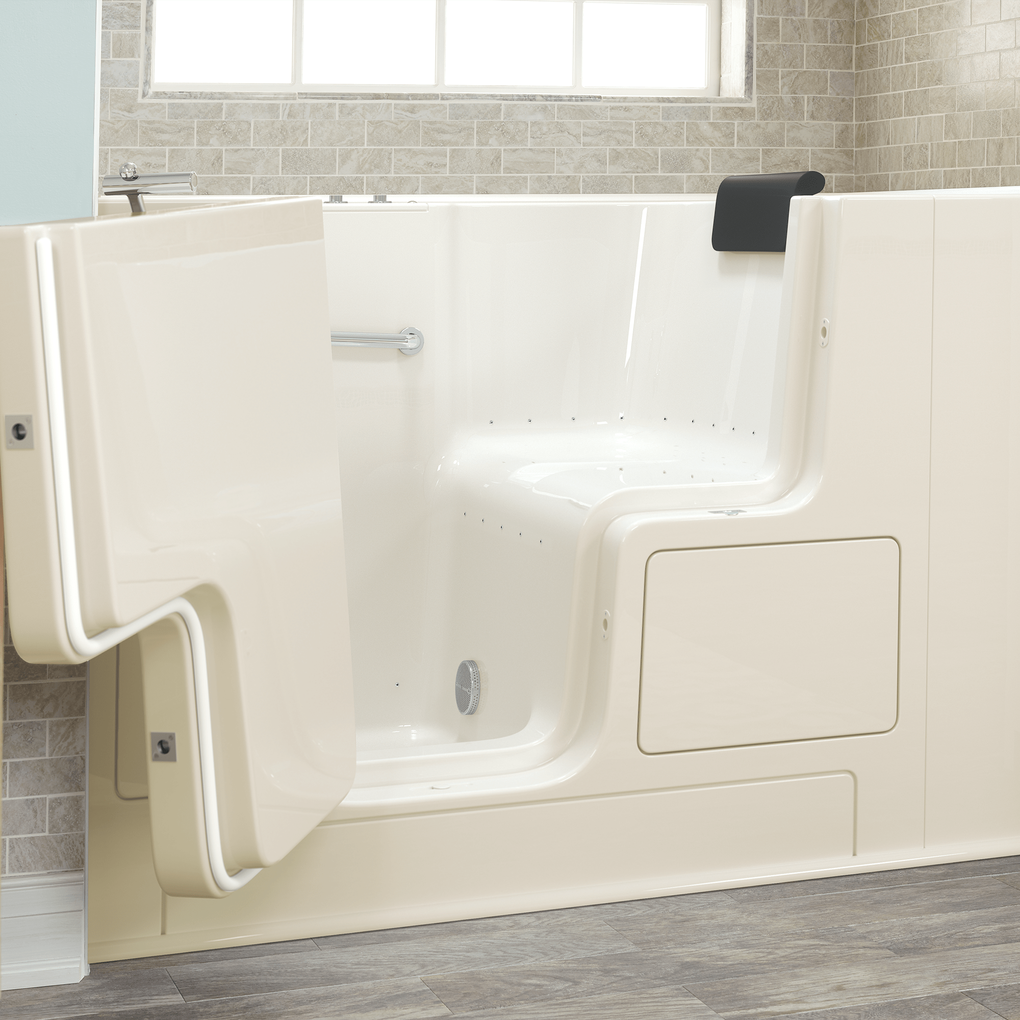 Gelcoat Premium Series 32 x 52  Inch Walk in Tub With Air Spa System   Left Hand Drain WIB LINEN